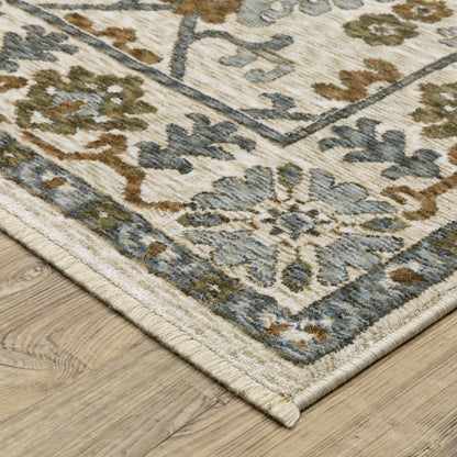 Hastings Medallion Ivory/ Green Floral Cut Pile Rug
