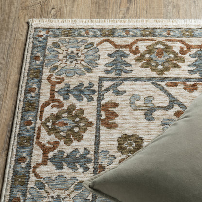 Hastings Medallion Ivory/ Green Floral Cut Pile Rug