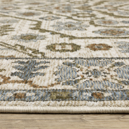 Hastings Medallion Ivory/ Green Floral Cut Pile Rug