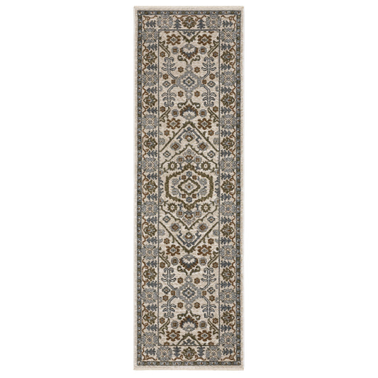 Hastings Ha02I Ivory/ Green Medallion Floral Rug