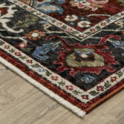 Hastings Floral Red/ Multi Oriental Cut Pile Rug
