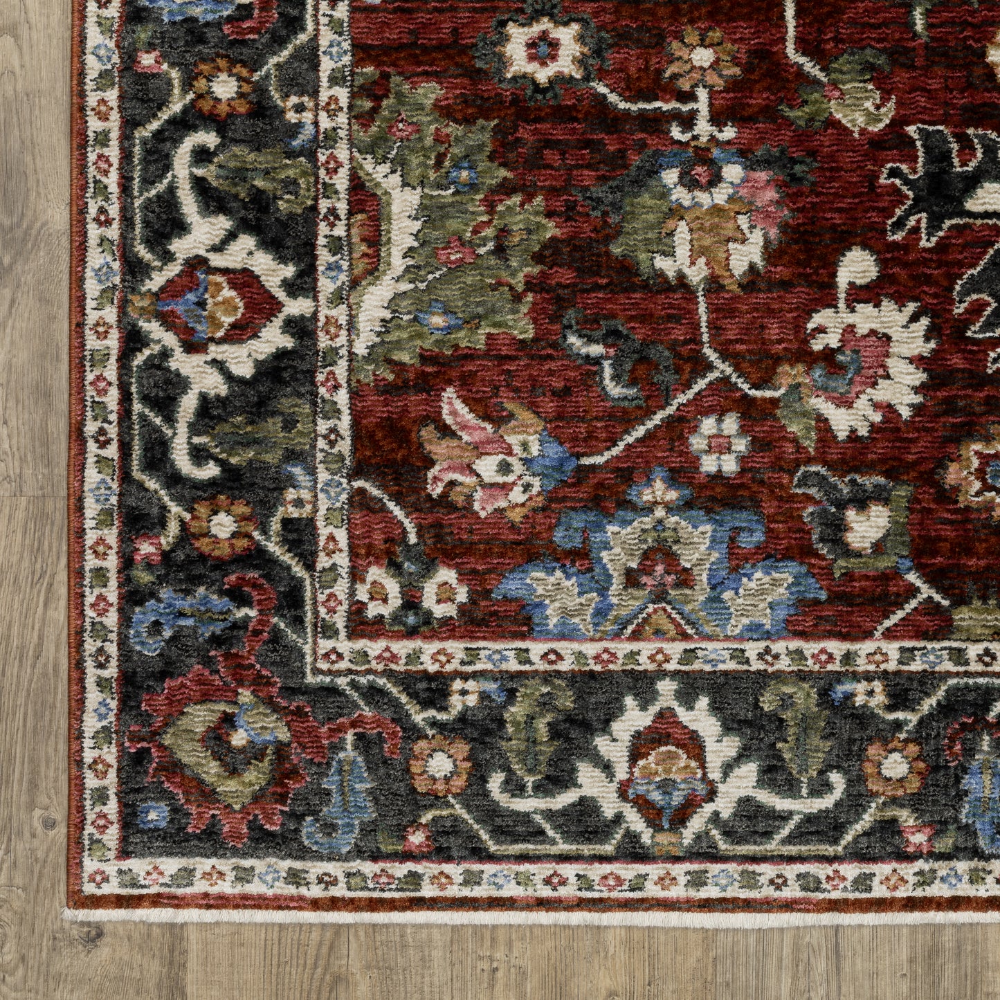 Hastings Floral Red/ Multi Oriental Cut Pile Rug