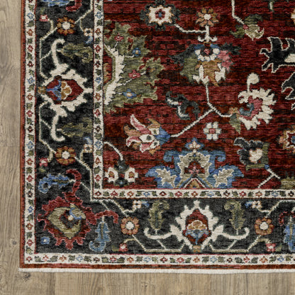 Hastings Floral Red/ Multi Oriental Cut Pile Rug