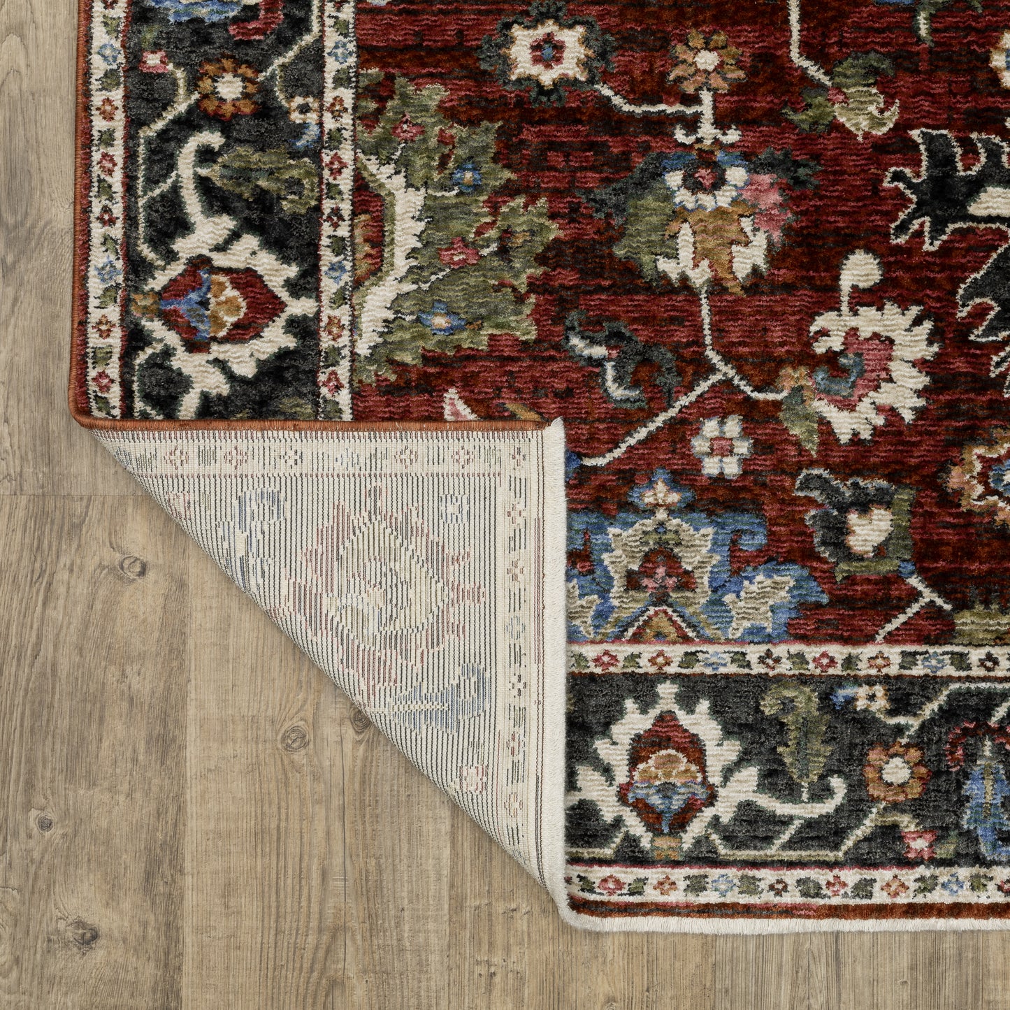 Hastings Floral Red/ Multi Oriental Cut Pile Rug