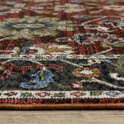 Hastings Floral Red/ Multi Oriental Cut Pile Rug