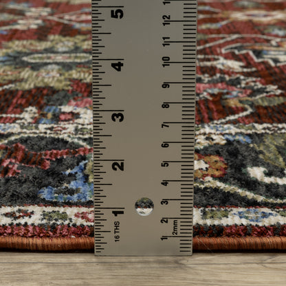 Hastings Floral Red/ Multi Oriental Cut Pile Rug