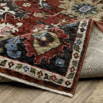 Hastings Floral Red/ Multi Oriental Cut Pile Rug
