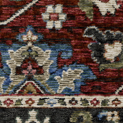 Hastings Floral Red/ Multi Oriental Cut Pile Rug