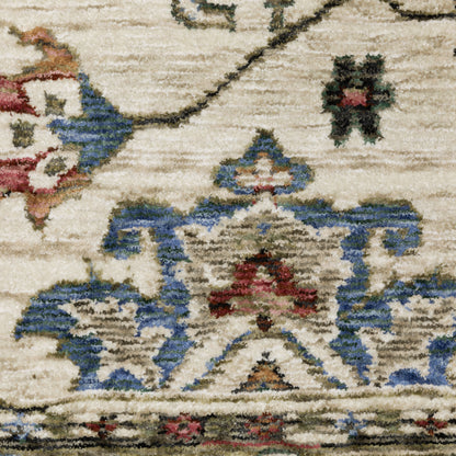 Hastings Oriental Ivory/ Green Floral Cut Pile Rug