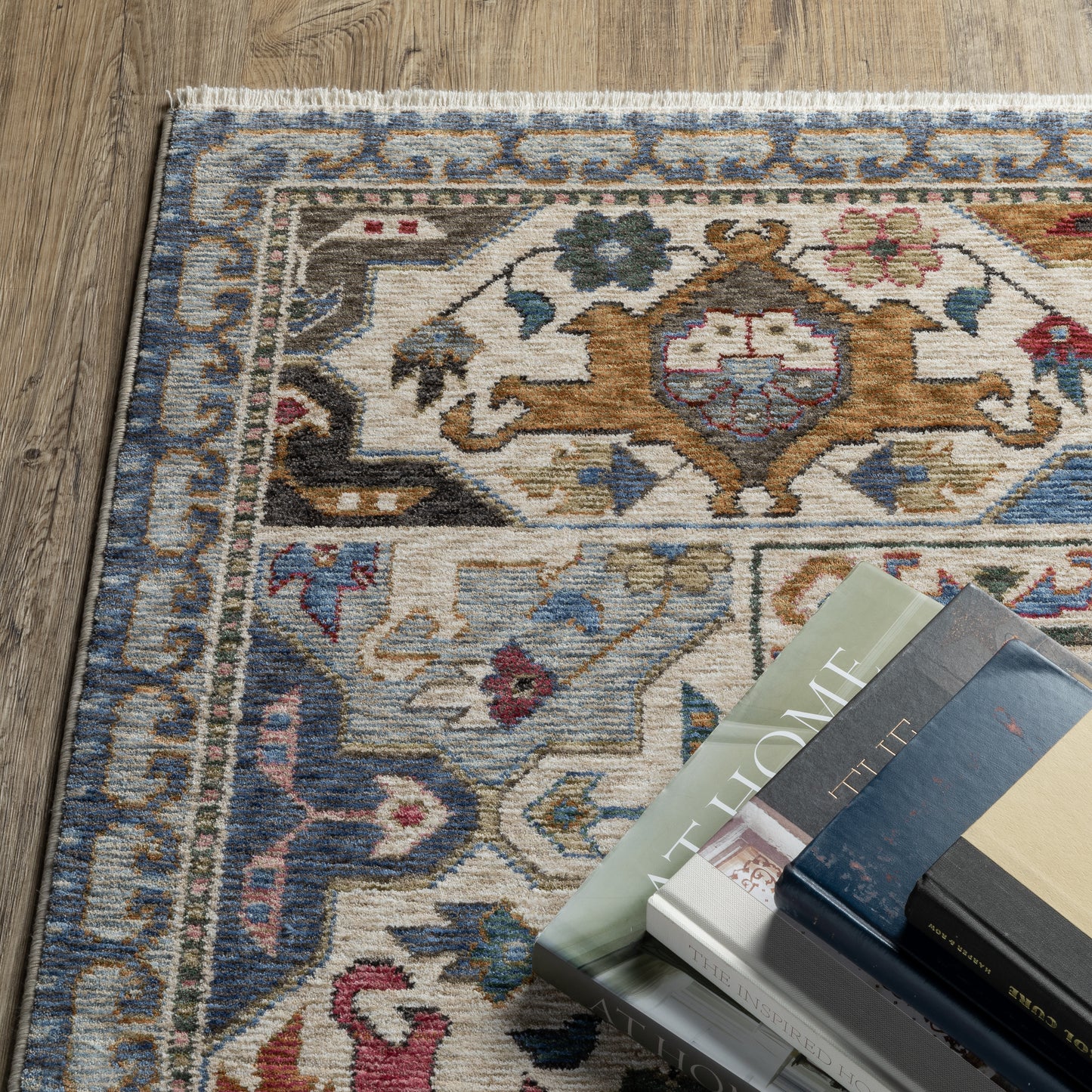 Hastings Floral Blue/ Multi Geometric Cut Pile Rug