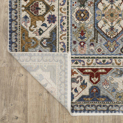 Hastings Floral Blue/ Multi Geometric Cut Pile Rug