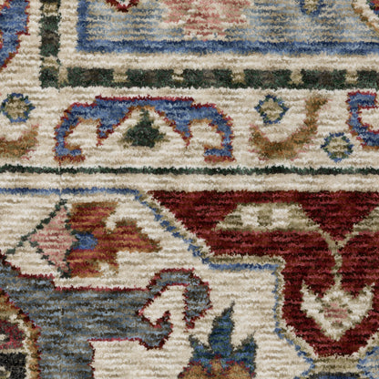 Hastings Floral Blue/ Multi Geometric Cut Pile Rug