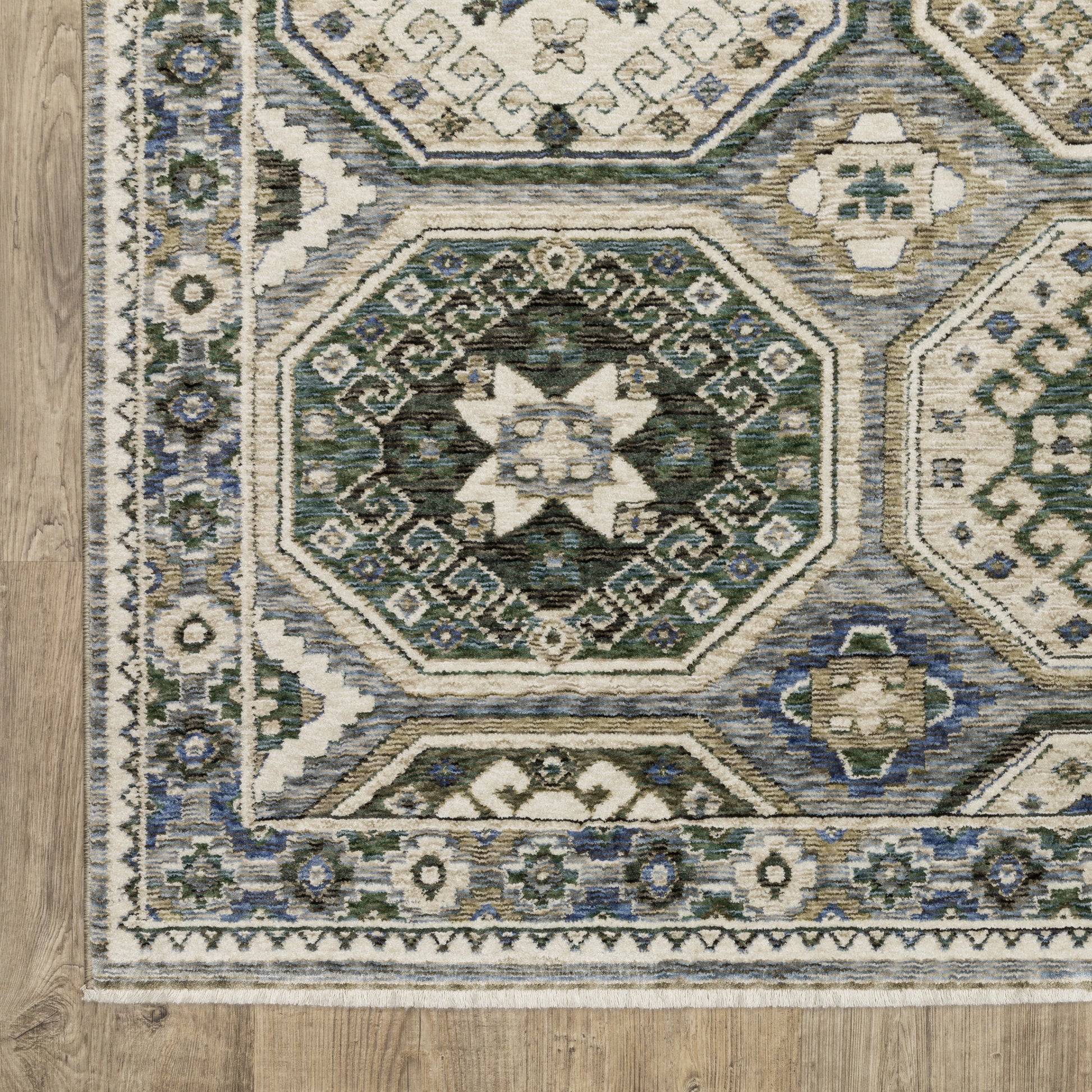 Hastings Geometric Ivory/ Blue Cut Pile Rug