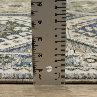 Hastings Geometric Ivory/ Blue Cut Pile Rug