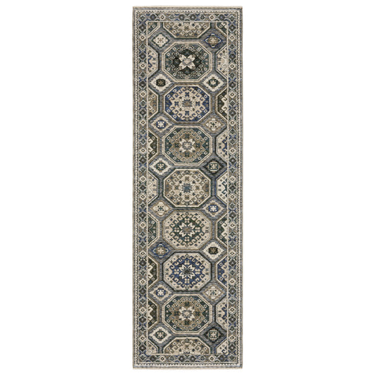 Hastings Ha05H Ivory/ Blue Geometric Rug