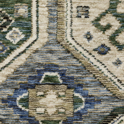 Hastings Geometric Ivory/ Blue Cut Pile Rug