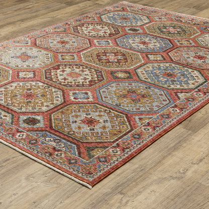 Hastings Geometric Pink/ Multi Cut Pile Rug
