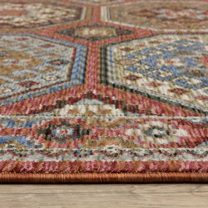 Hastings Geometric Pink/ Multi Cut Pile Rug