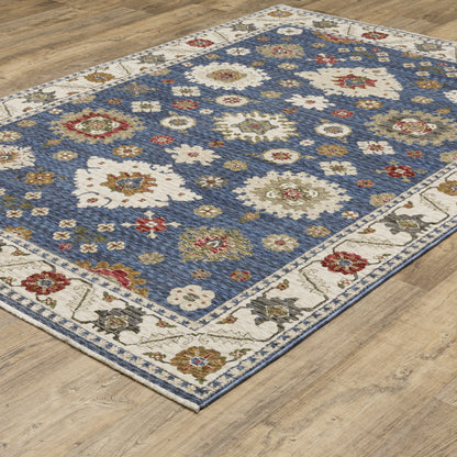 Hastings Distressed Blue/ Ivory Floral Cut Pile Rug