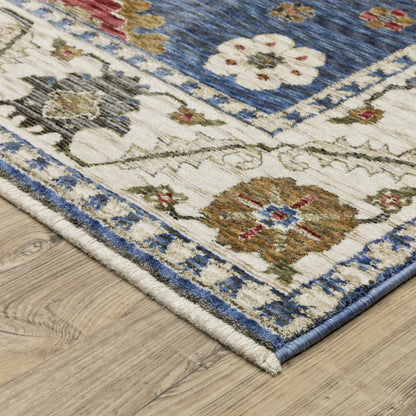 Hastings Distressed Blue/ Ivory Floral Cut Pile Rug