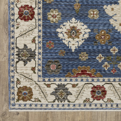 Hastings Distressed Blue/ Ivory Floral Cut Pile Rug