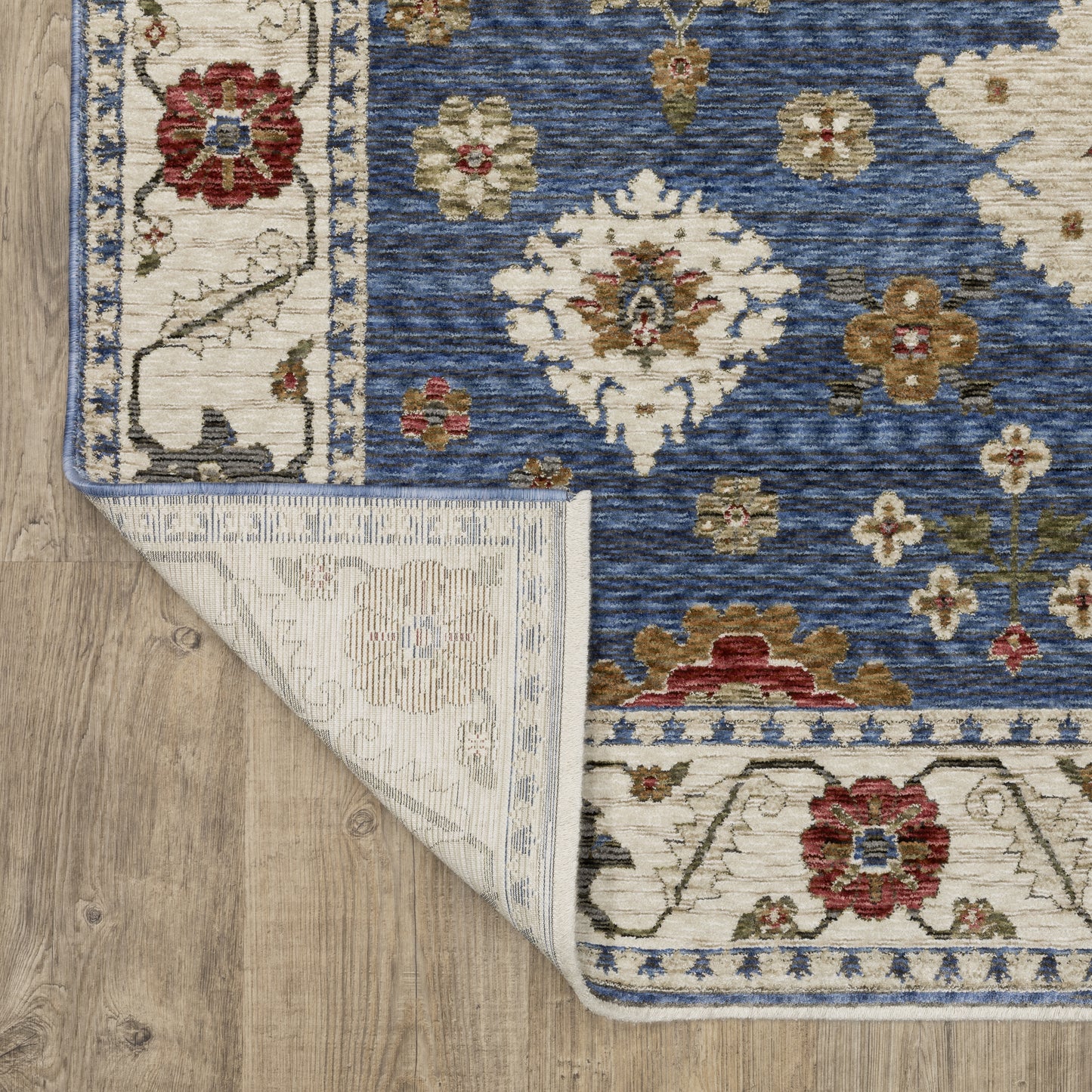 Hastings Distressed Blue/ Ivory Floral Cut Pile Rug