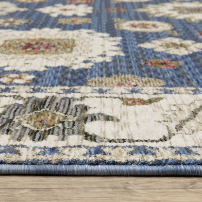 Hastings Distressed Blue/ Ivory Floral Cut Pile Rug