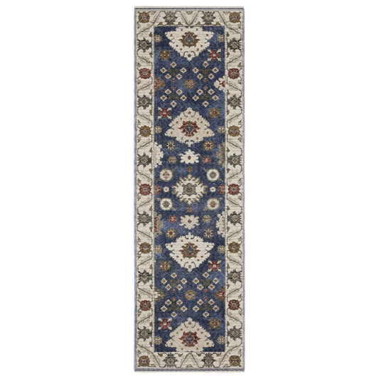 Hastings Ha06Z Blue/ Ivory Distressed Floral Rug