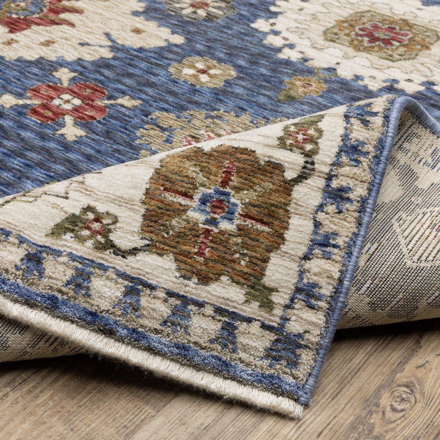 Hastings Distressed Blue/ Ivory Floral Cut Pile Rug