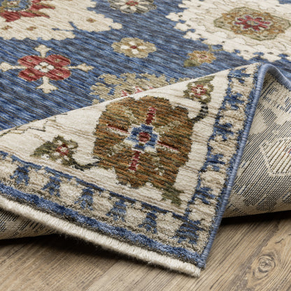 Hastings Distressed Blue/ Ivory Floral Cut Pile Rug
