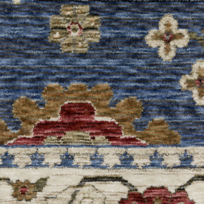 Hastings Distressed Blue/ Ivory Floral Cut Pile Rug