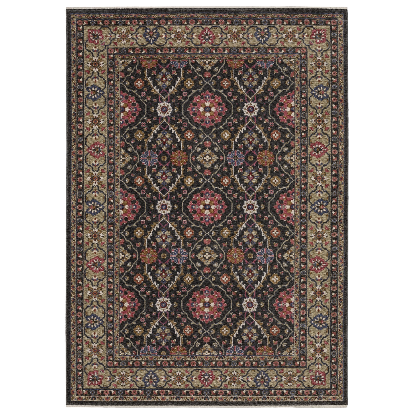 Hastings HA07D Charcoal Floral Rug