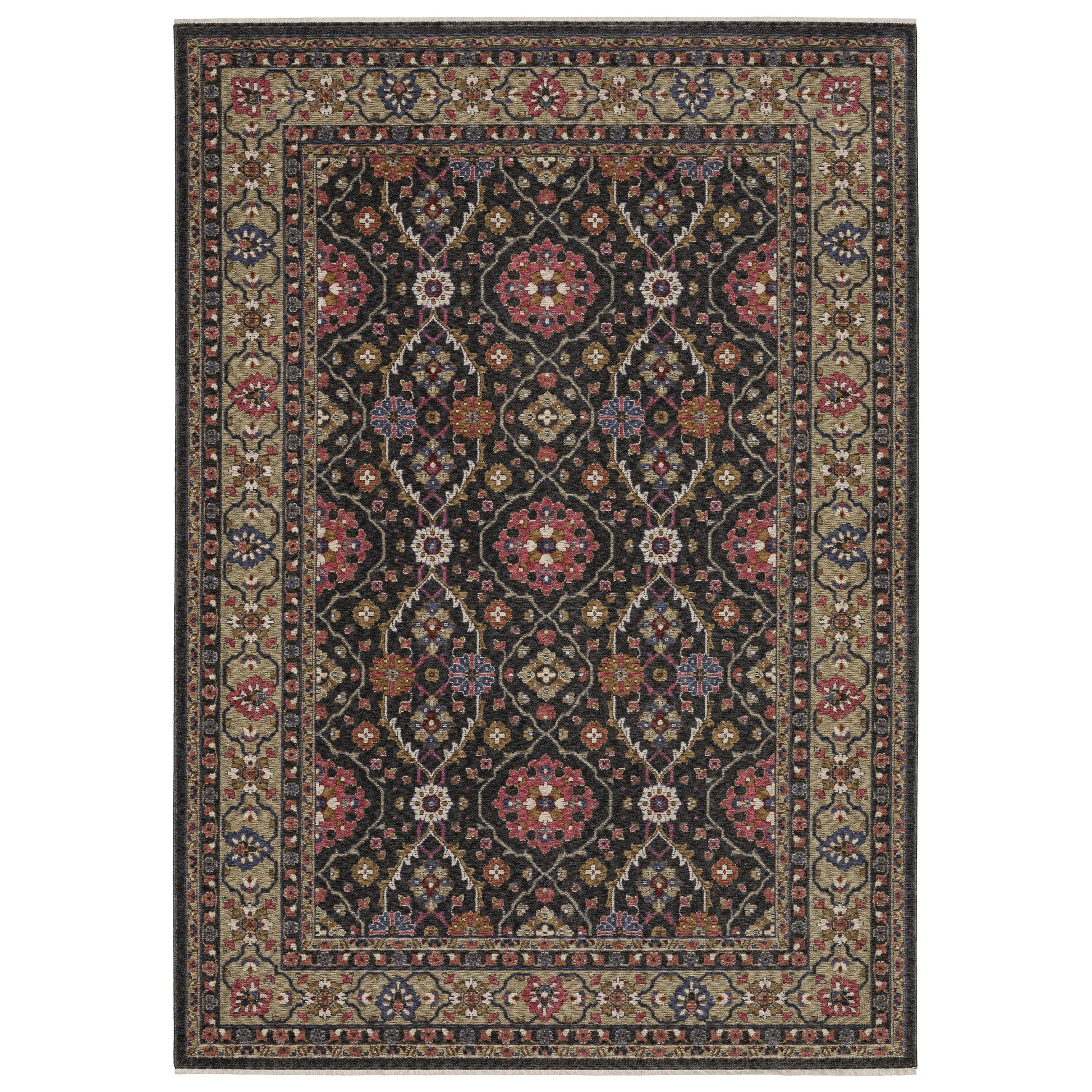 Hastings HA07D Charcoal Floral Rug