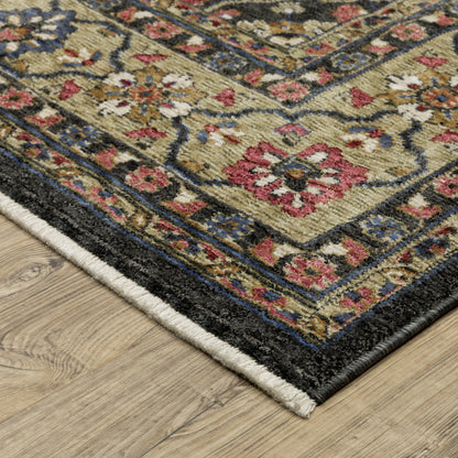 Hastings Floral Charcoal/ Pink Oriental Cut Pile Rug