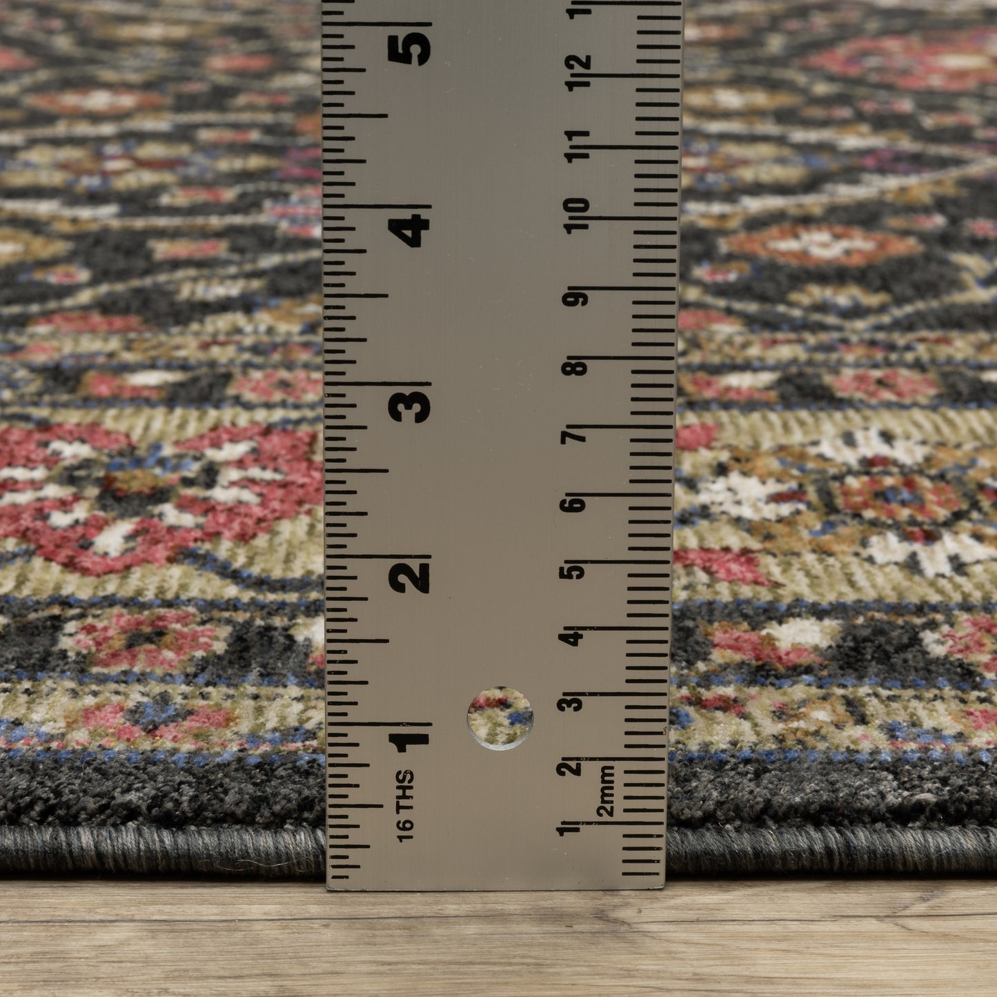 Hastings Floral Charcoal/ Pink Oriental Cut Pile Rug
