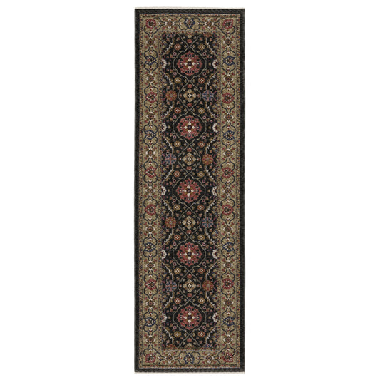Hastings Ha07D Charcoal/ Pink Floral Oriental Rug