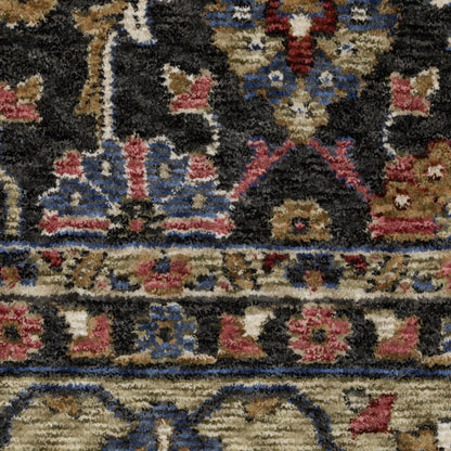 Hastings Floral Charcoal/ Pink Oriental Cut Pile Rug