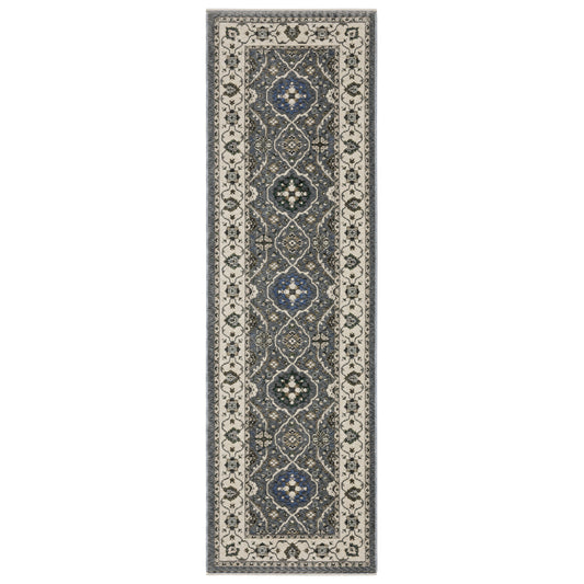 Hastings Ha07H Blue/ Ivory Floral Oriental Rug