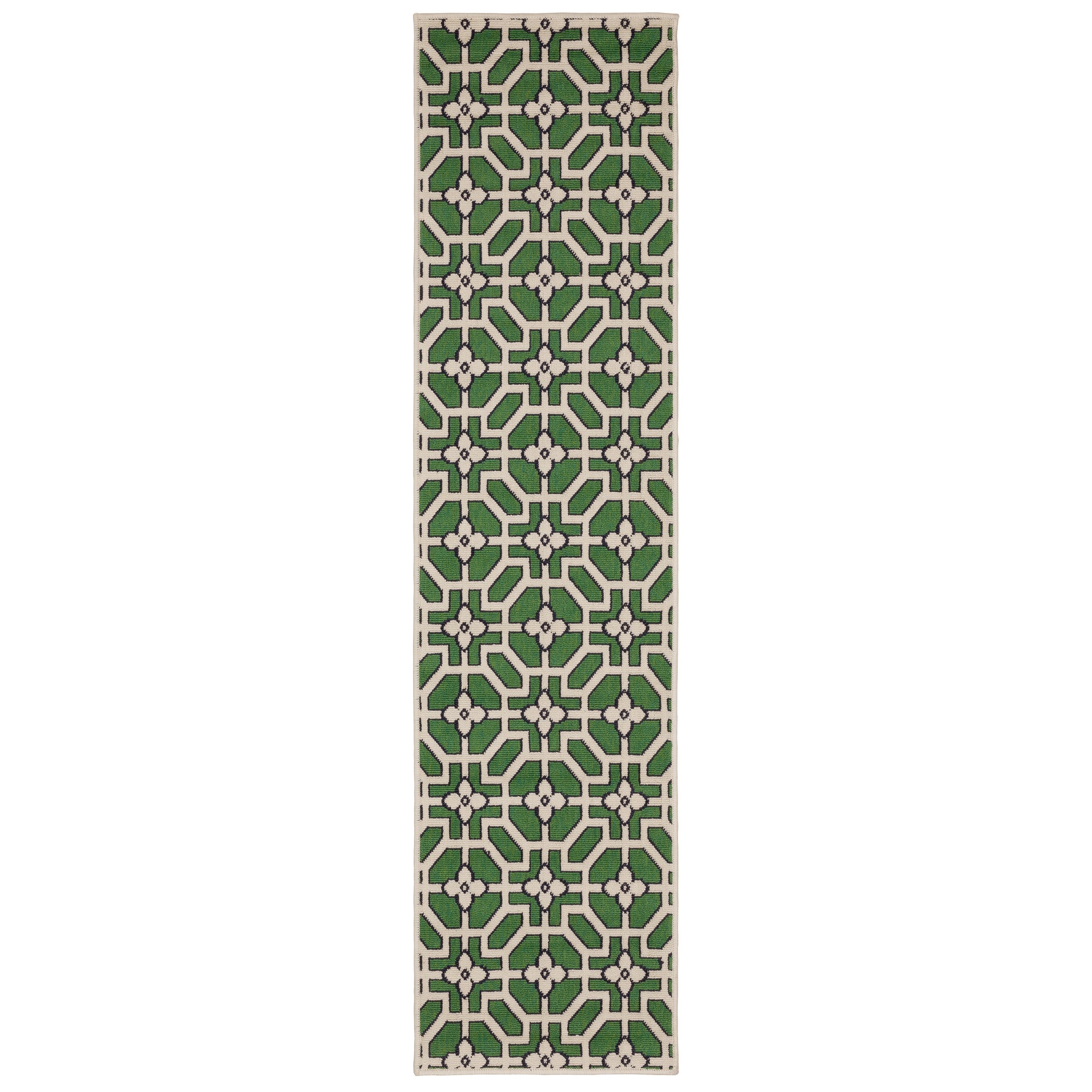 Havana Hav01 Ivory/ Green Geometric Rug