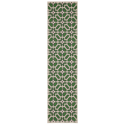 Havana Hav01 Ivory/ Green Geometric Rug