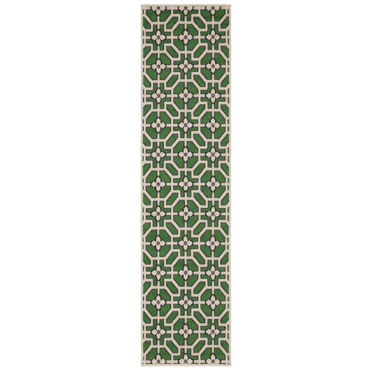 Havana Hav01 Ivory/ Green Geometric Rug