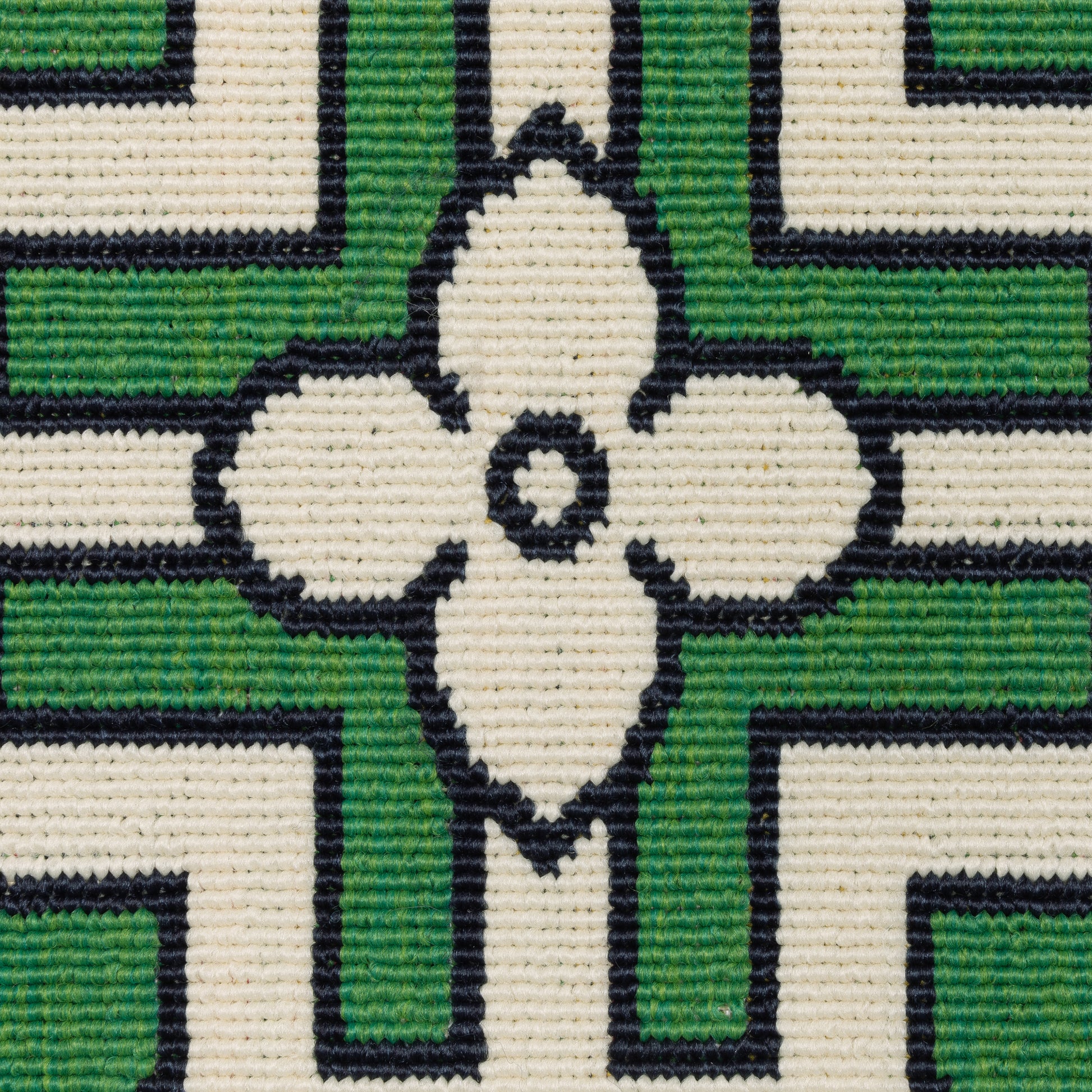 Havana Geometric Ivory/ Green Loop Pile Rug