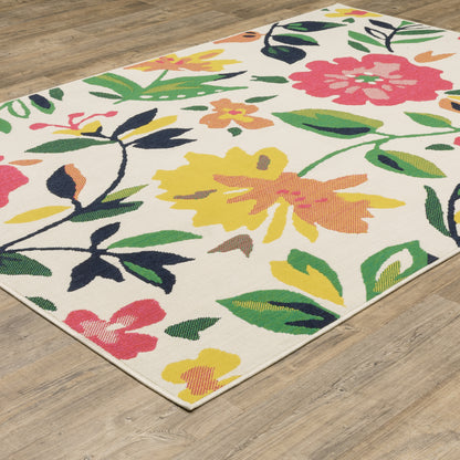 Havana Outdoor Ivory/ Multi Floral Cut Pile Rug