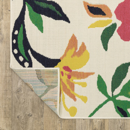Havana Outdoor Ivory/ Multi Floral Cut Pile Rug