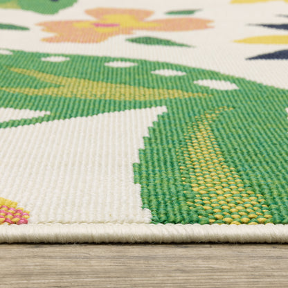 Havana Outdoor Ivory/ Multi Floral Cut Pile Rug