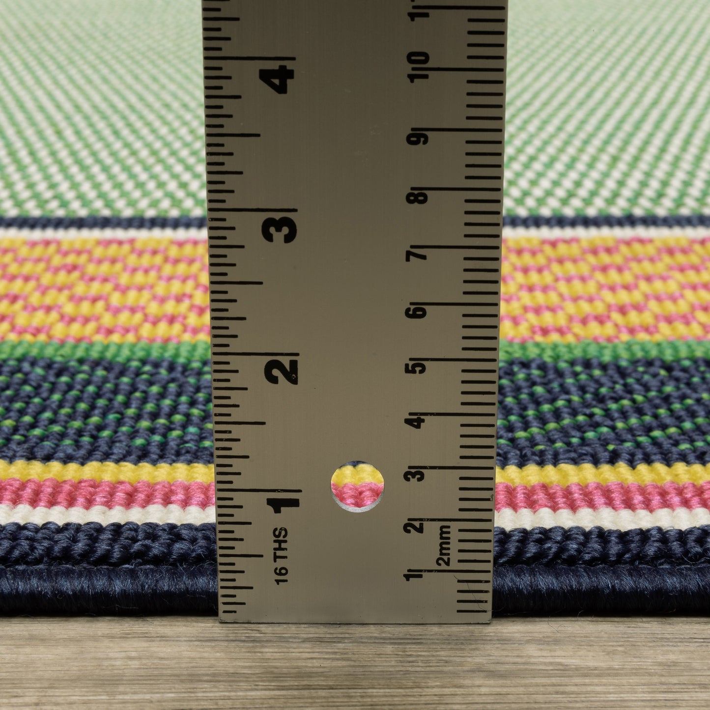 Havana Outdoor Green/ Navy Border Loop Pile Rug