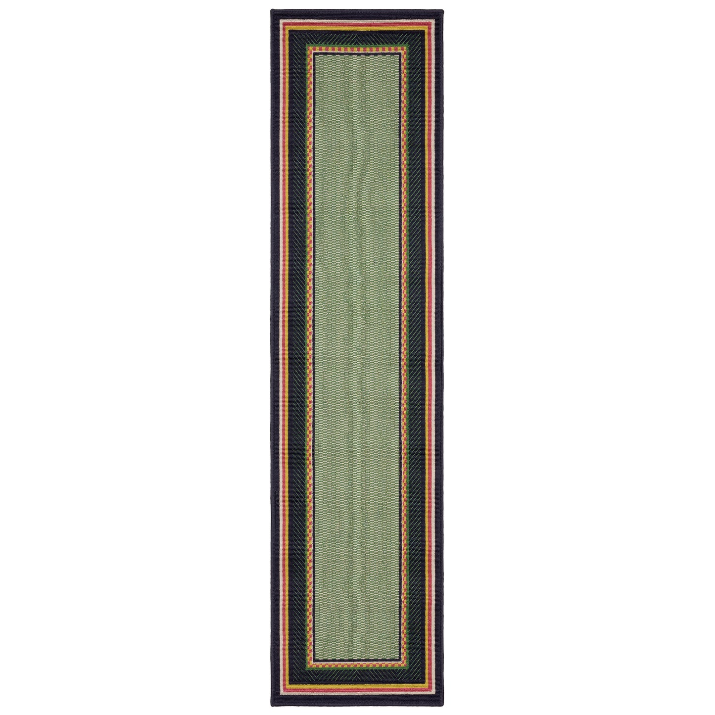 Havana Hav03 Green/ Navy Outdoor Border Rug