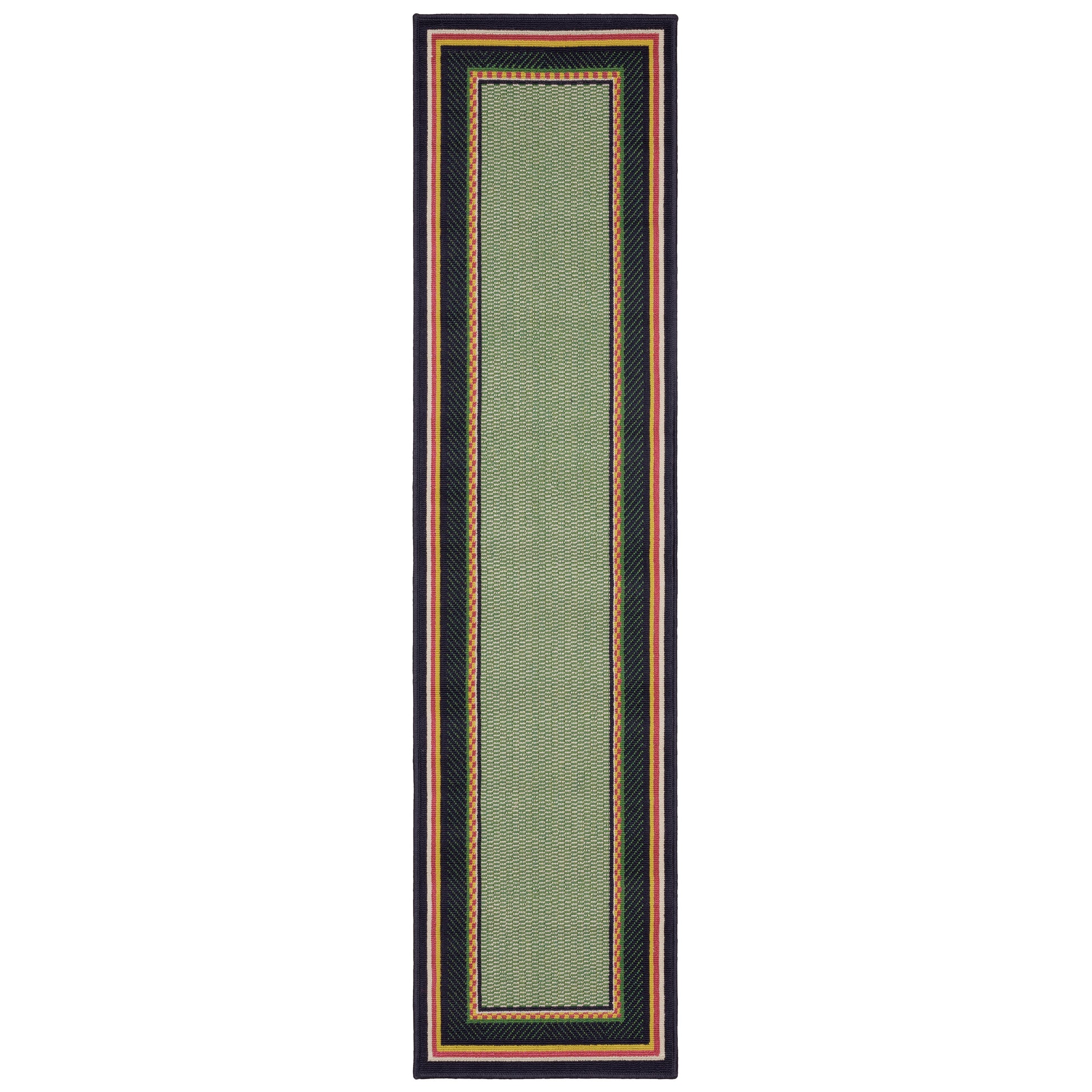 Havana Hav03 Green/ Navy Outdoor Border Rug