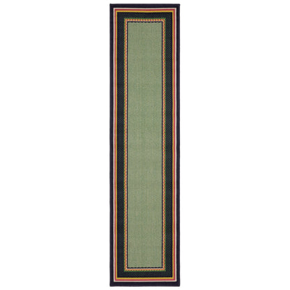 Havana Hav03 Green/ Navy Outdoor Border Rug