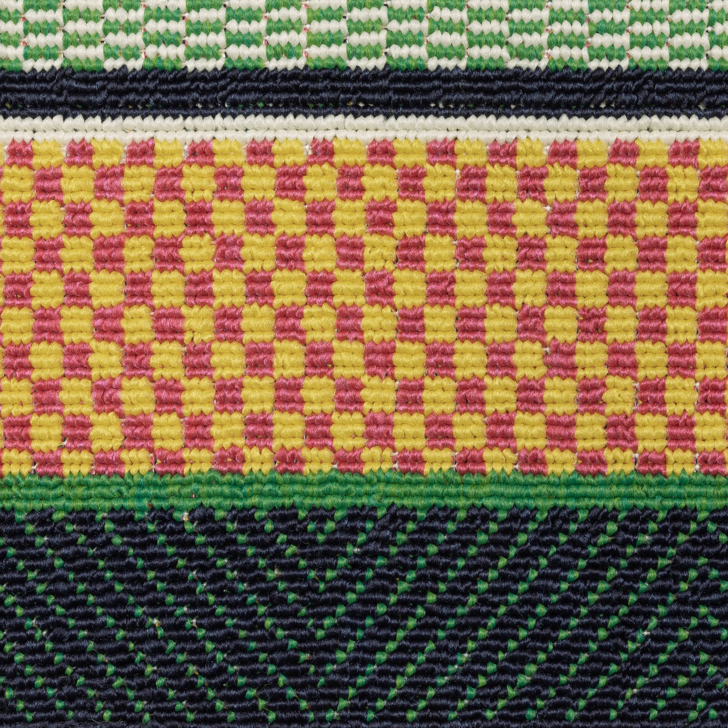 Havana Outdoor Green/ Navy Border Loop Pile Rug